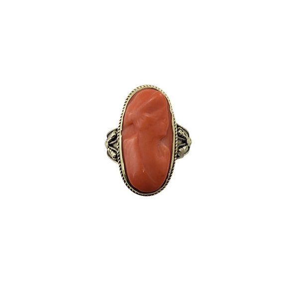 Vintage 14 Karat Yellow Gold Cameo Ring Size 6.5 - Picture 1 of 8